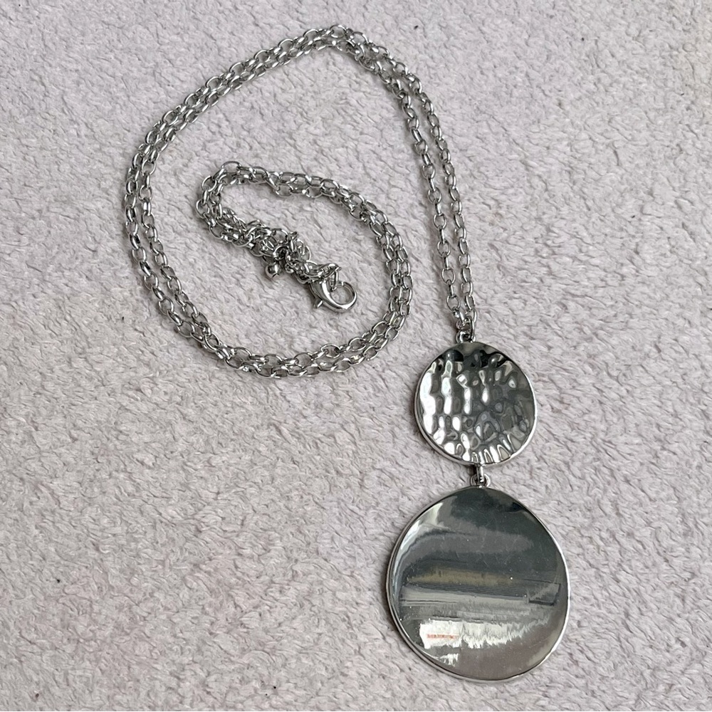 Silver-Tone Pendant Drop Chain Necklace-Women’s Accessories-Casual-Classic-NEW
